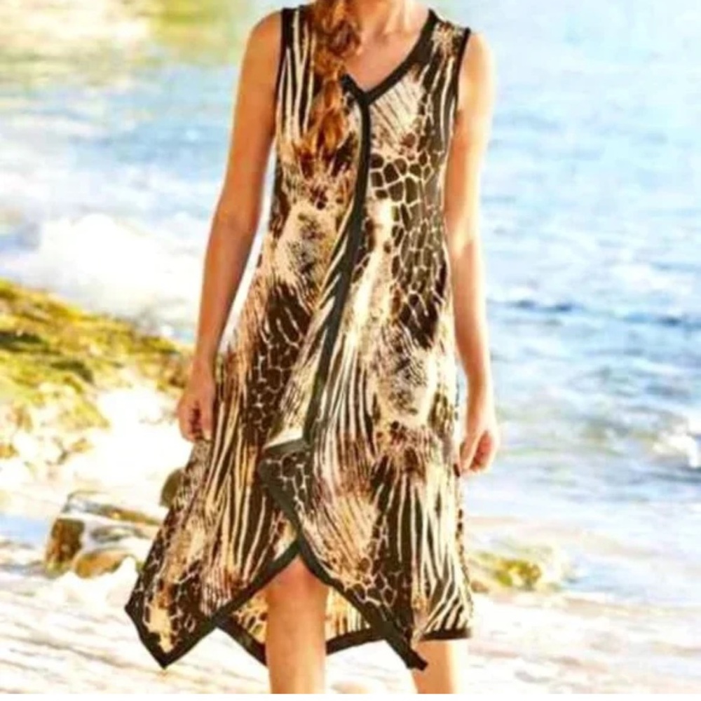 Soft Surroundings Maxi Dress Leopard Extravaganza Animal Print Jersey Knit XL